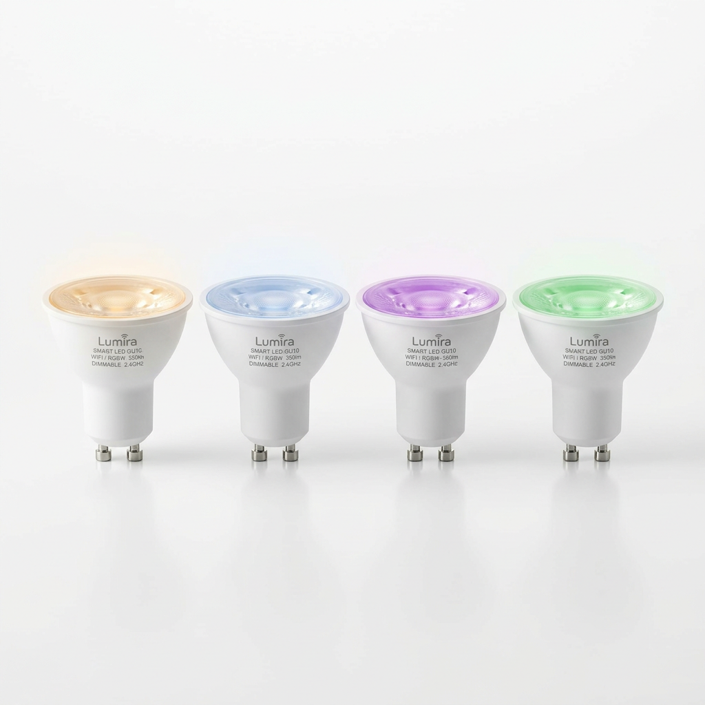 Conjunto de 4 lâmpadas spotlight GU10 inteligentes coloridas