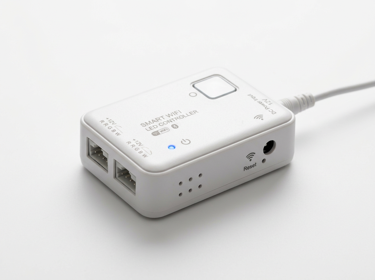 Controlador Wi-Fi para fitas LED, dispositivo branco compacto